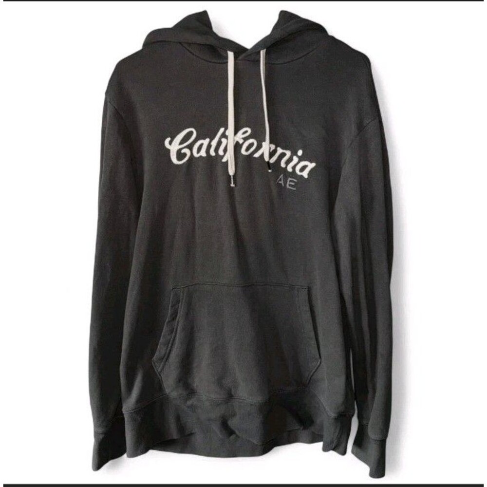 American Eagle California AE Hoodie M Grey Gray Pullover Y2K Cotton Surf Style